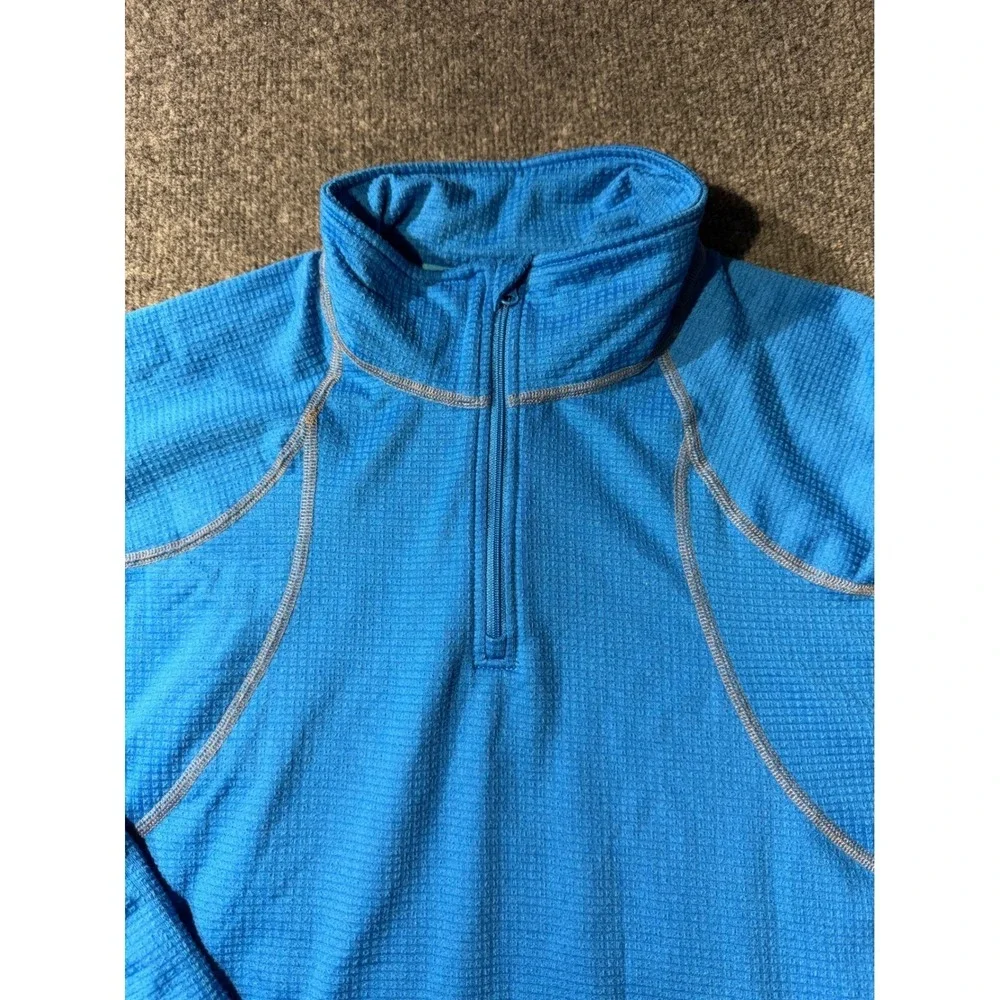 Starter Dri-Star Mens Large Blue Waffle Knit Quarter Zip Pullover Athletic Top